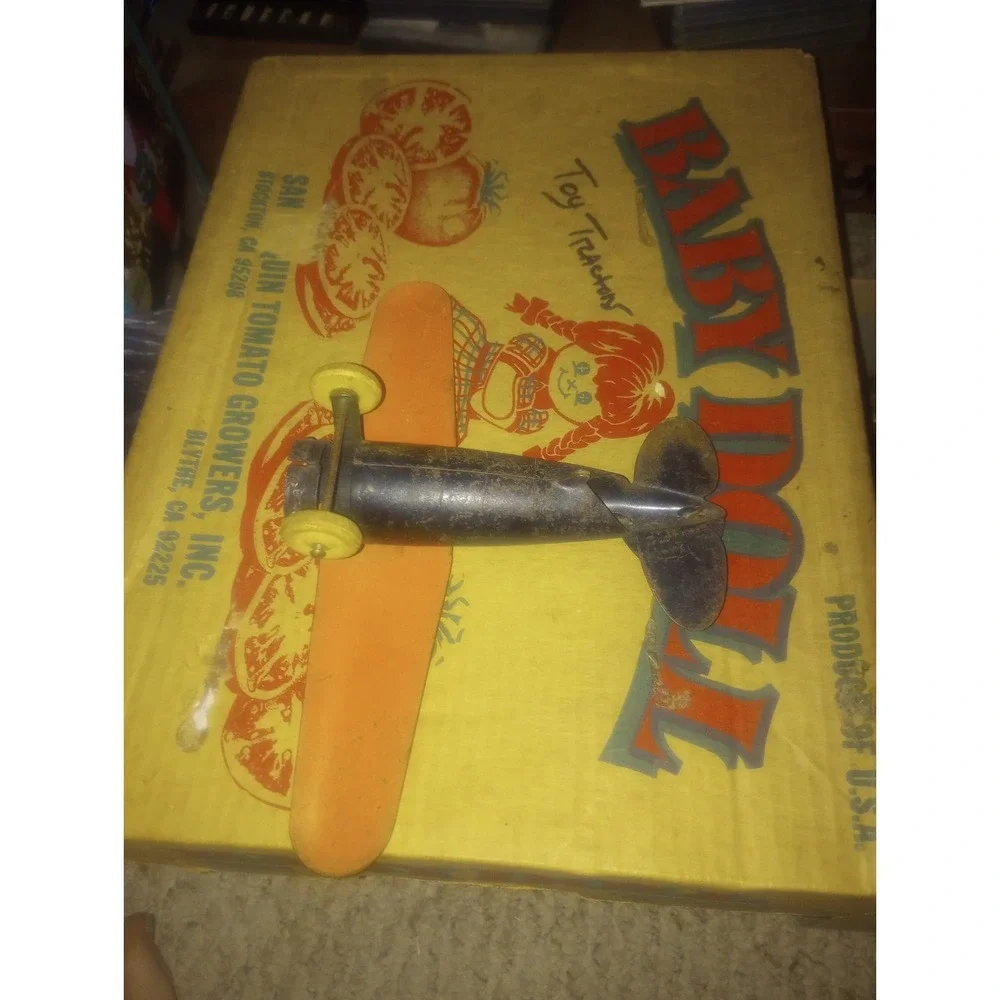 Wyandotte Vega Pressed Steel Airplane Orange Wings 1930 (Not Complete) 10 Inch‎
